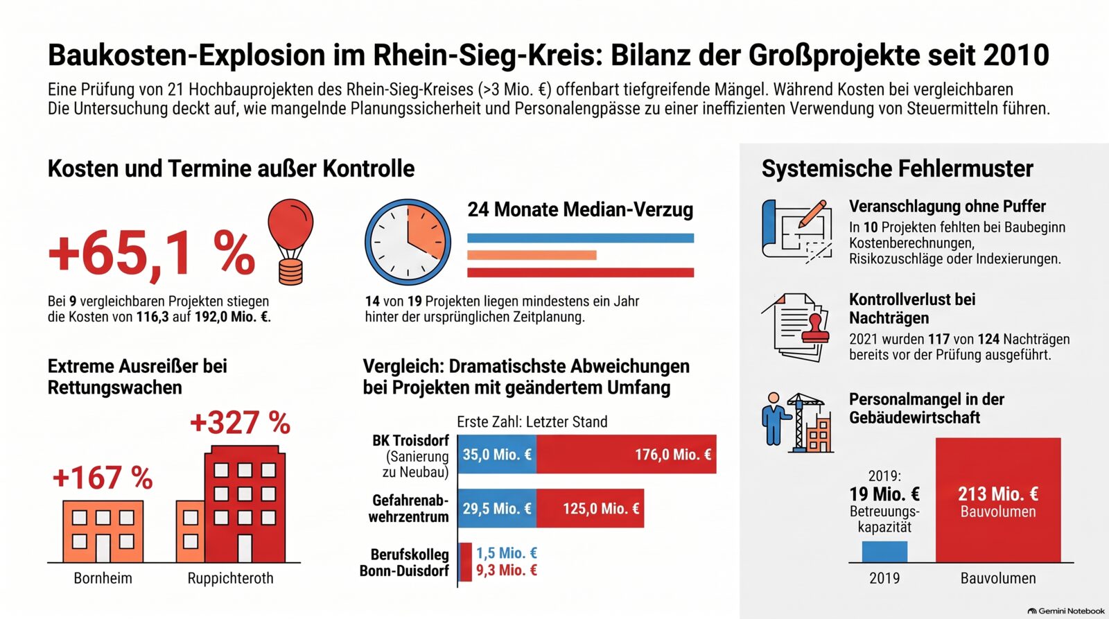 Mit NotebookLM erstellte Infografik „Baukosten-Explosion im Rhein-Sieg-Kreis“